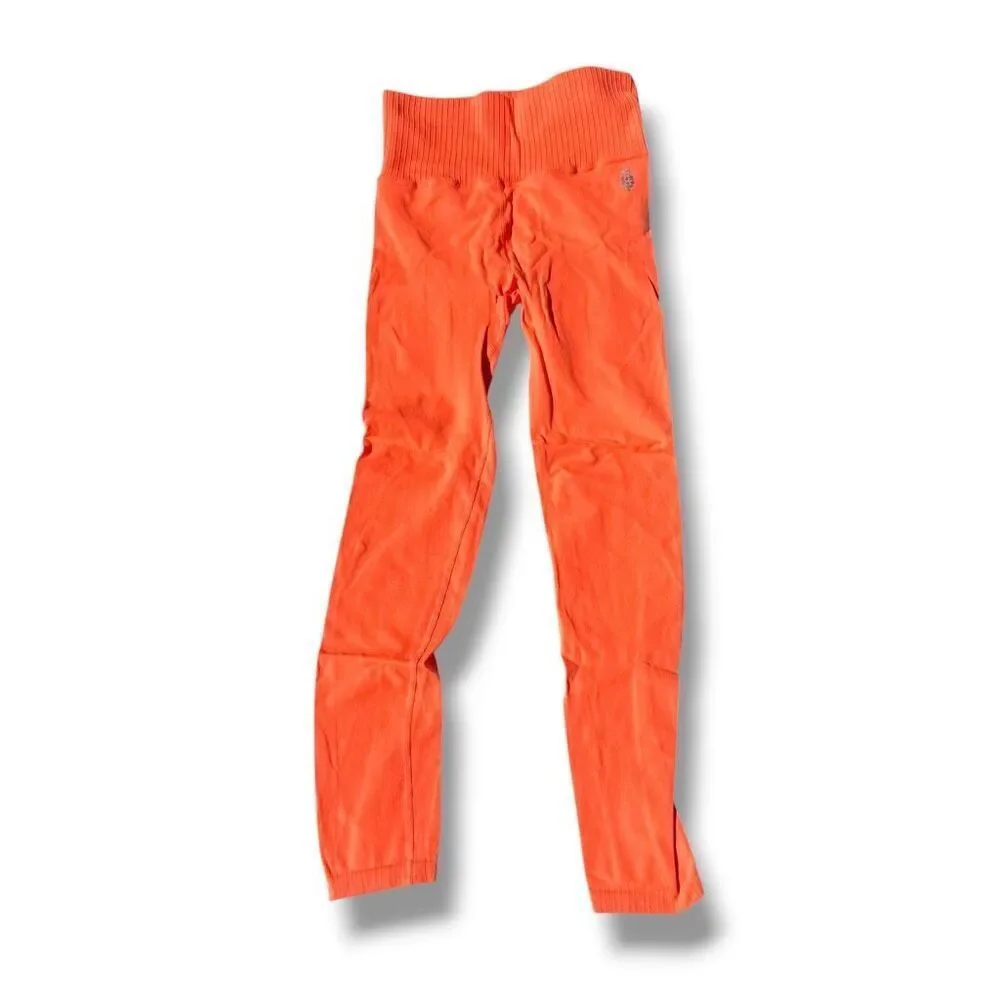 Free People Movement Good Karma Leggings & Square Neck Bra Set Neon Orange XS/S